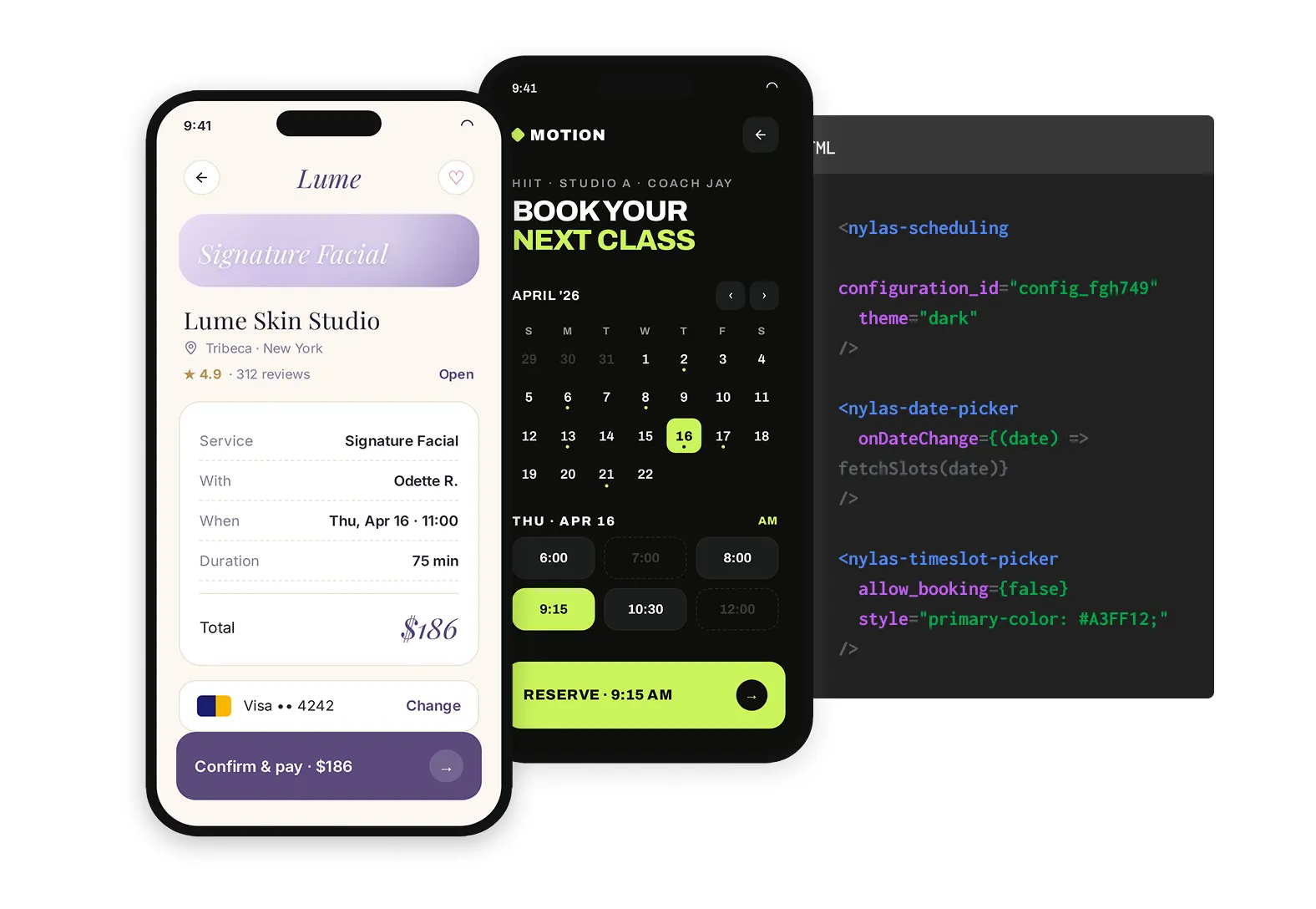 Scheduler UI built from nylas-scheduling and nylas-date-picker components