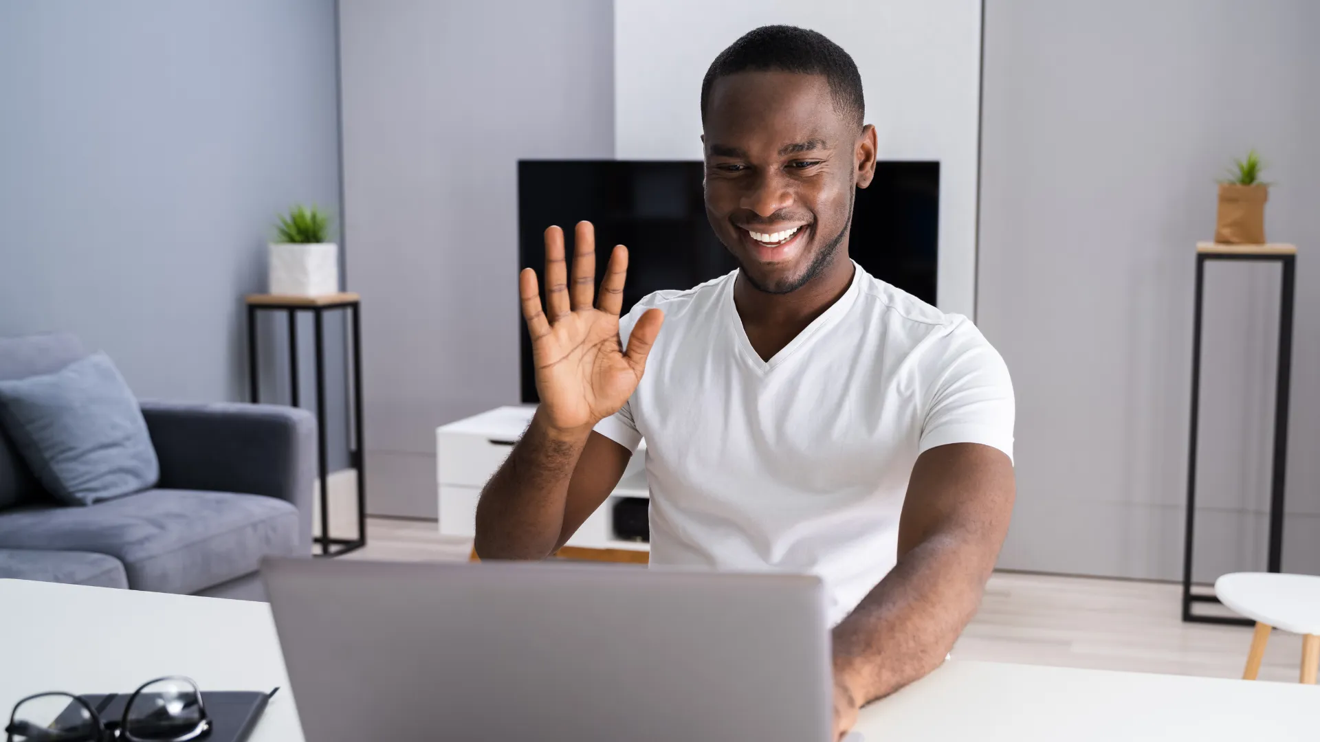 Recruiter reviewing candidate information on a laptop